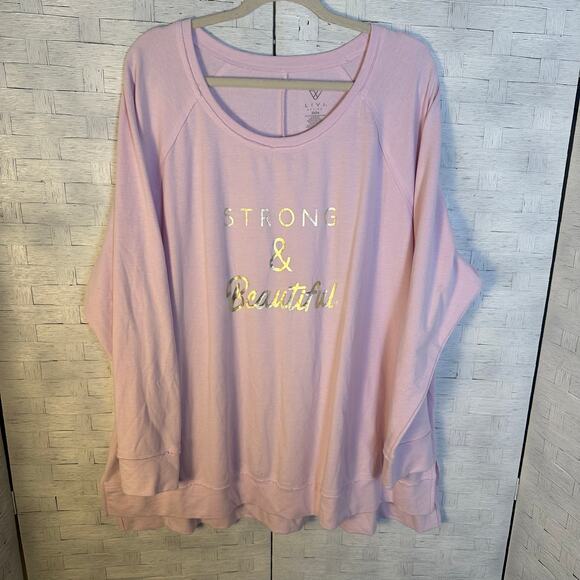 Lane Bryant womens graphic sweatshirt soft Cozycore feminine pink gold plus size - Picture 1 of 7